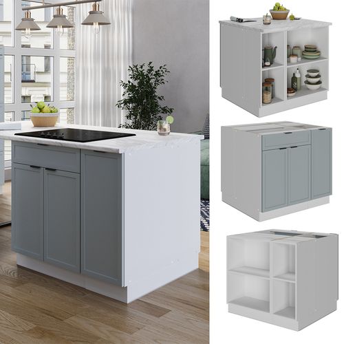 Îlot De Cuisine Fame-line 51246 Bleu Clair-gris 90cm Avec Tiroir, Sans Pt