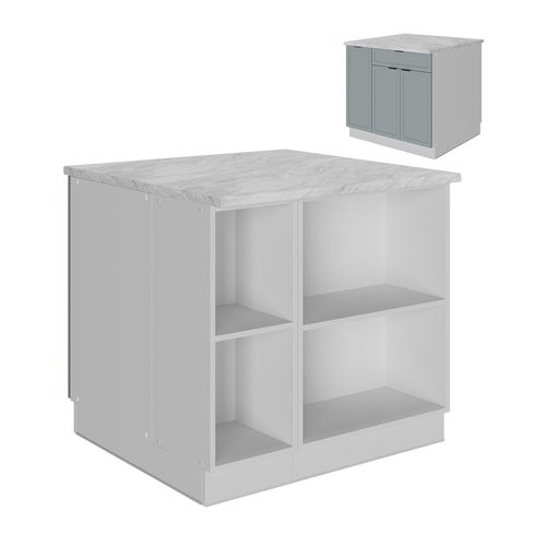 Îlot De Cuisine Fame-line 51246 Bleu Clair-gris 90cm Avec Tiroir, Sans Pt