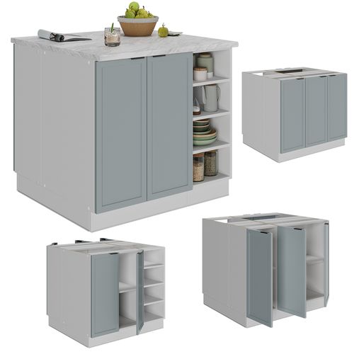 Îlot De Cuisine Fame-line 51247 Bleu Clair-gris 90cm Sans Pt