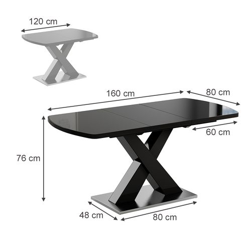 Table De Salle à Manger Chinto 51272 Noir 120x80cm Extensible