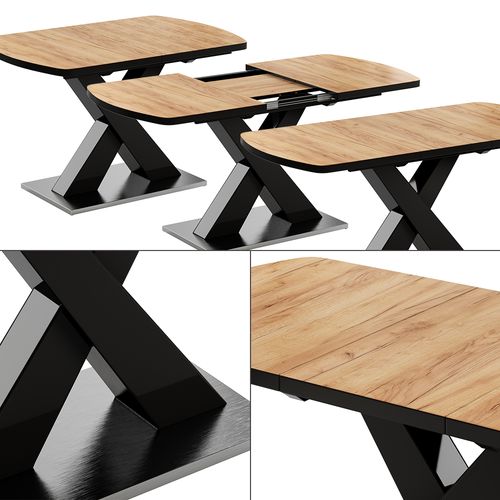 Table De Salle à Manger Chinto, Noir/chêne Rustique, 120x80cm Extensible