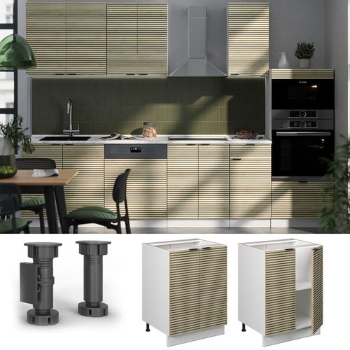Meuble Bas De Cuisine Fame-line 51289 Panneau En Chêne 60cm , Pt Anthracite