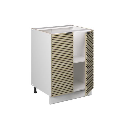 Meuble Bas De Cuisine Fame-line 51291 Panneau En Chêne 60cm , Pt Marbre