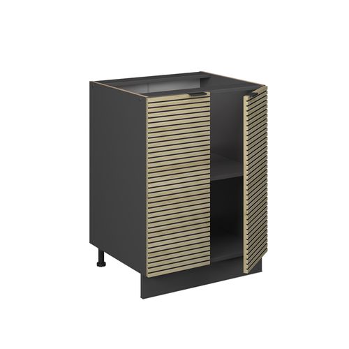 Meuble Bas De Cuisine Fame-line 51299 Panneau En Chêne 60cm , Pt Marbre