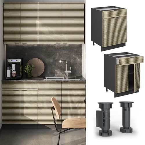 Meuble Cuisine Fame-line 51304 Panneau En Chêne 60cm Avec Tiroir, Sans Plan De Travail