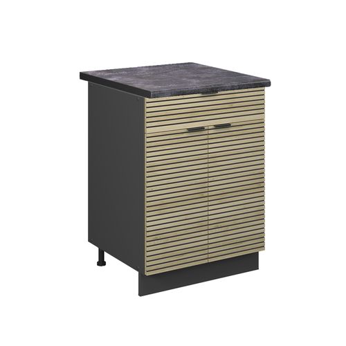 Meuble Cuisine Fame-line 51305 Panneau En Chêne 60cm Avec Tiroir, Pt Anthracite