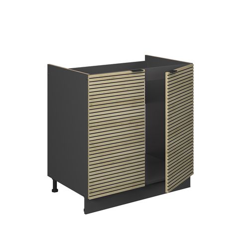 Meuble Bas Sous-évier Fame-line 51311 Panneau En Chêne 80cm , Pt Marbre