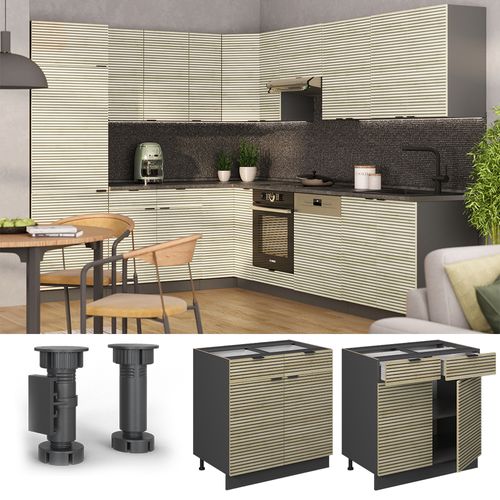 Meuble Cuisine Fame-line 51313 Panneau En Chêne 80cm , Pt Anthracite