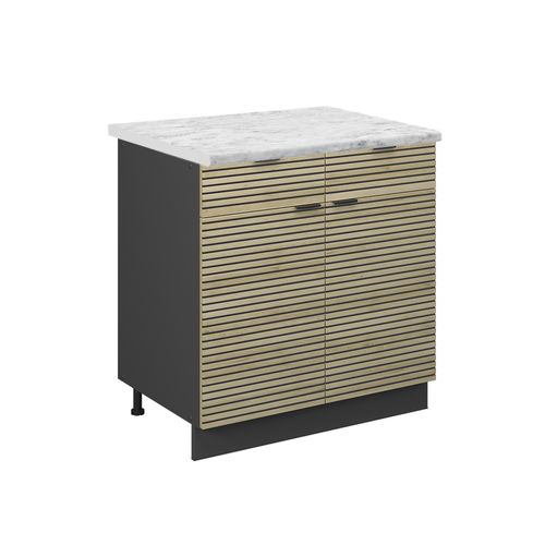 Meuble Cuisine Fame-line 51315 Panneau En Chêne 80cm , Pt Marbre