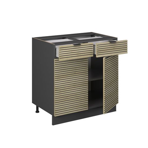 Meuble Cuisine Fame-line 51315 Panneau En Chêne 80cm , Pt Marbre