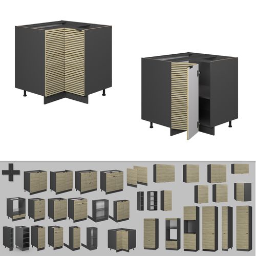 Meuble Dangle Fame-line 51317 Panneau En Chêne 80.5cm , Pt Anthracite