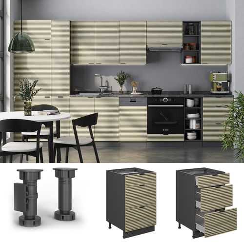 Meuble Cuisine Fame-line 51325 Panneau En Chêne 50cm , Pt Anthracite