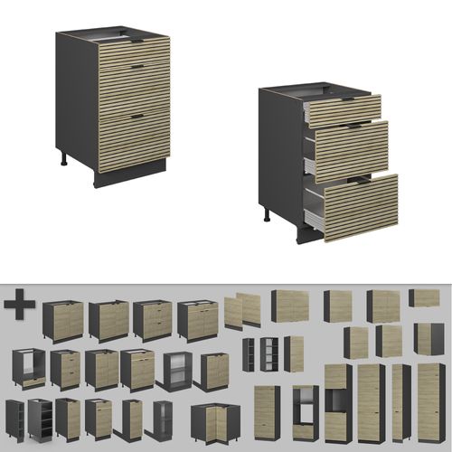 Meuble Cuisine Fame-line 51325 Panneau En Chêne 50cm , Pt Anthracite