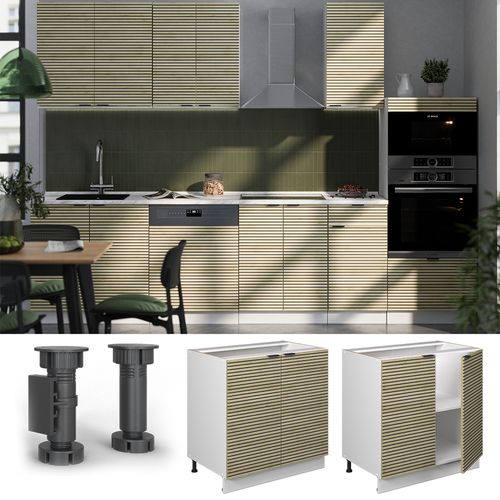 Meuble Bas Sous-évier Fame-line 51349 Panneau En Chêne 80cm Avec Étagère, Pt Chêne