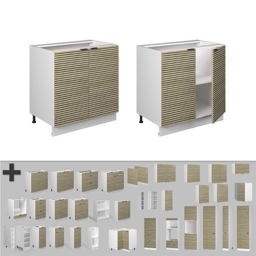 Meuble Bas Sous-évier Fame-line 51349 Panneau En Chêne 80cm Avec Étagère, Pt Chêne