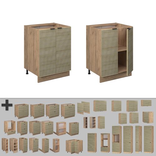 Meuble Bas De Cuisine Fame-line 51357 Panneau En Chêne 60cm , Pt Chêne