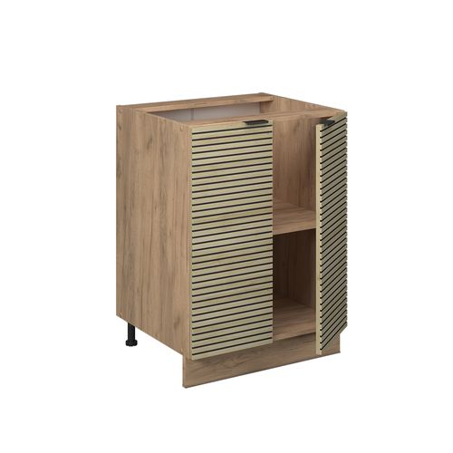 Meuble Bas De Cuisine Fame-line 51358 Panneau En Chêne 60cm , Pt Marbre