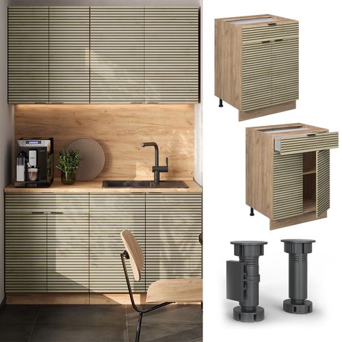 Meuble Cuisine Fame-line 51364 Panneau En Chêne 60cm Avec Tiroir, Pt Anthracite