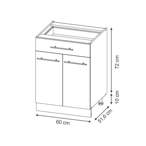 Meuble Bas à Tiroirs  Fame-line, Panneau En Chêne, 60cm Avec Tiroir
