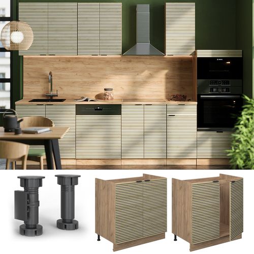 Meuble Bas Sous-évier Fame-line 51367 Panneau En Chêne 80cm Sans Plan De Travail