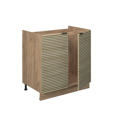 Meuble Bas Sous-évier Fame-line 51370 Panneau En Chêne 80cm , Pt Marbre