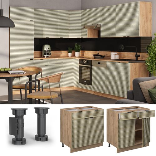 Meuble Cuisine Fame-line 51372 Panneau En Chêne 80cm , Pt Anthracite