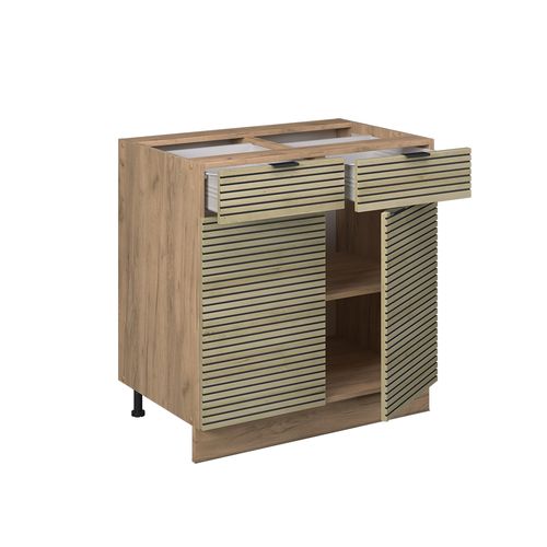 Meuble Cuisine Fame-line 51374 Panneau En Chêne 80cm , Pt Marbre