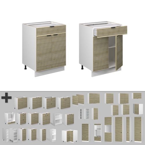 Meuble Cuisine Fame-line 51401 Panneau En Chêne 60cm Avec Tiroir, Sans Plan De Travail