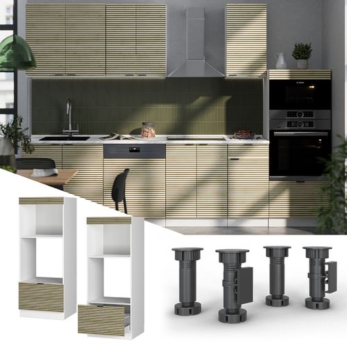 Armoire Micro-ondes Fame-line 51407 Panneau En Chêne 60cm Ouvert