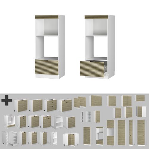 Armoire Micro-ondes Fame-line 51407 Panneau En Chêne 60cm Ouvert