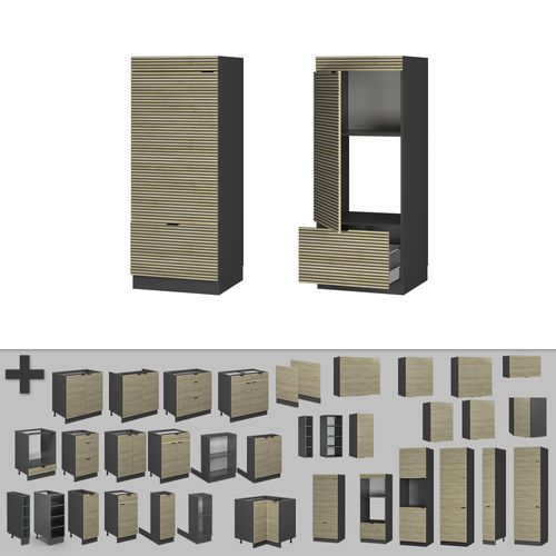 Armoire Micro-ondes Fame-line 51418 Panneau En Chêne 60cm