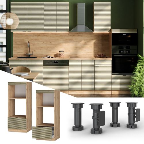 Armoire Micro-ondes Fame-line 51427 Panneau En Chêne 60cm Ouvert