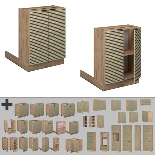 Îlot De Cuisine Fame-line 51430 Panneau En Chêne 60cm Sans Plan De Travail