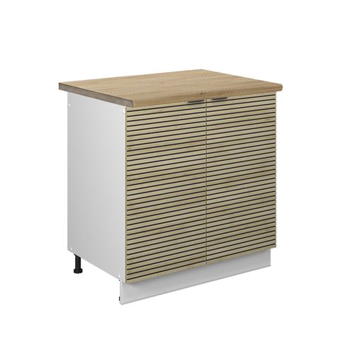 Meuble Bas Sous-évier Fame-line 51436 Panneau En Chêne 80cm , Pt Chêne