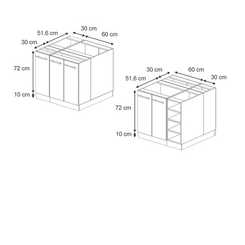 Îlot De Cuisine Fame-line 51510 Panneau En Chêne 90cm Sans Plan De Travail