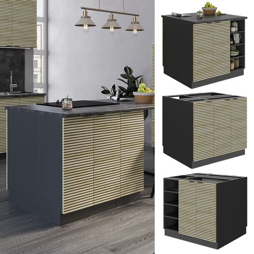 Îlot De Cuisine Fame-line 51510 Panneau En Chêne 90cm Sans Plan De Travail