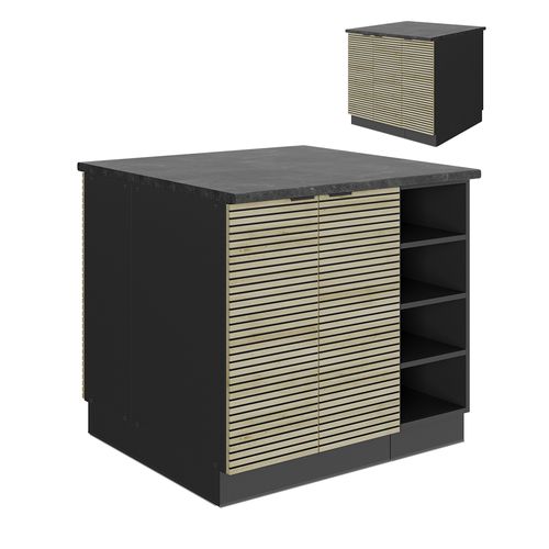 Îlot De Cuisine Fame-line 51510 Panneau En Chêne 90cm Sans Plan De Travail