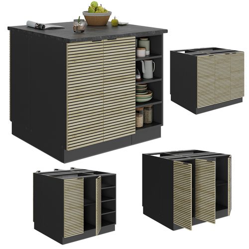 Îlot De Cuisine Fame-line 51510 Panneau En Chêne 90cm Sans Plan De Travail