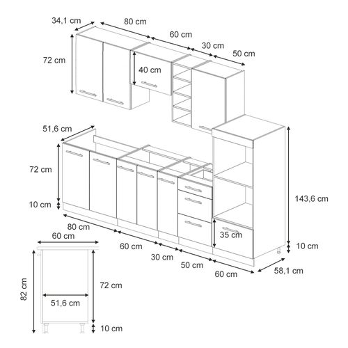 Cuisine Fame-line 51556 Chêne Lambris/chêne Doré 280cm , Pt Anthracite