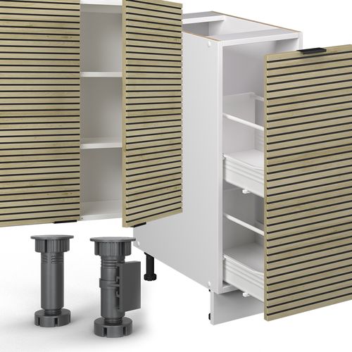 Cuisine Fame-line 51588 Chêne Lambris/blanc 280cm Sans Plan De Travail