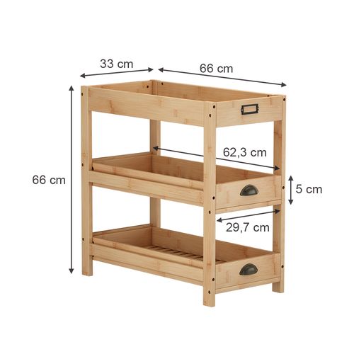 Étagère De Rangement Legum 51636 Marron 33x66cm Avec 3 Étagères