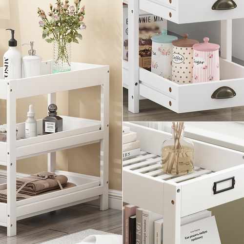 Étagère De Rangement Legum 51637 Blanc 33x66cm Avec 3 Étagères