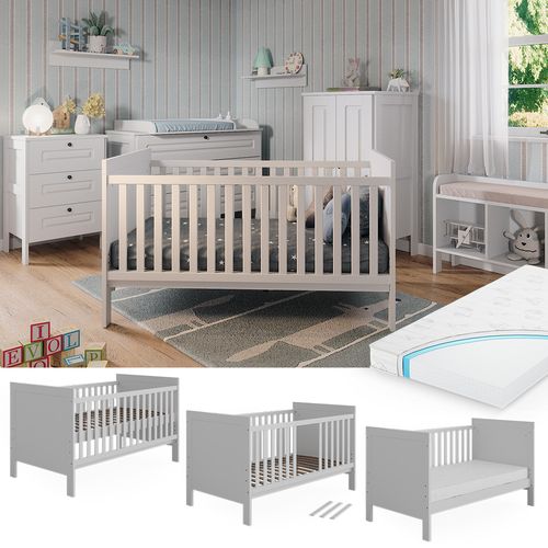 Lit Bébé Ajaton 51644 Blanc 144.4x83 cm Avec Matelas
