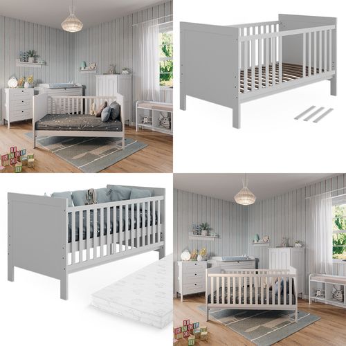 Lit Bébé Ajaton 51644 Blanc 144.4x83 cm Avec Matelas