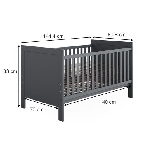 Lit Bébé Ajaton 51645 Gris 144.4x83 cm Avec Matelas