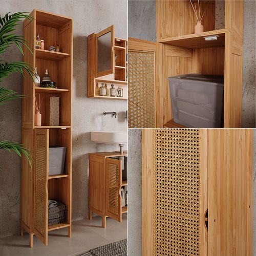 Armoire De Salle De Bain Liora 51647 Bambou 30x170cm