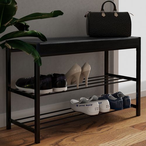 Banc à Chaussures Borneo 51678 Noir 80x52cm