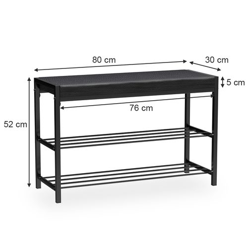 Banc à Chaussures Borneo 51678 Noir 80x52cm
