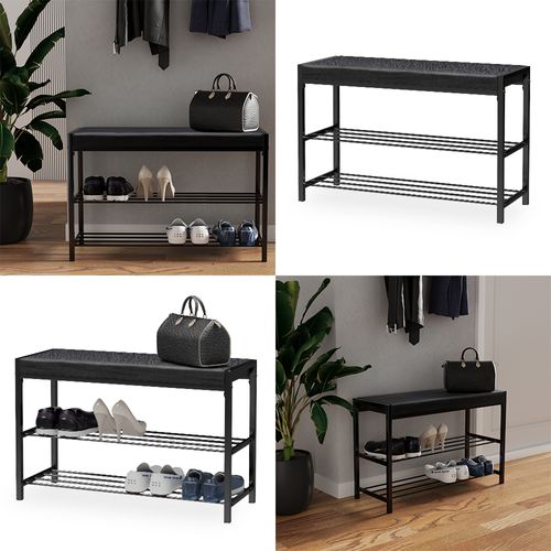Banc à Chaussures Borneo 51678 Noir 80x52cm