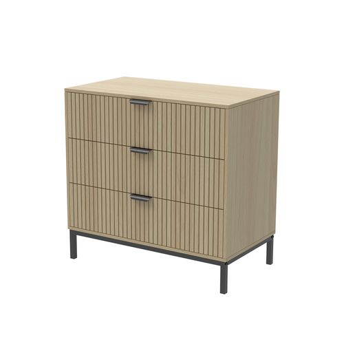 Commode  Lennox, Chêne, 72x69cm Avec 3 Tiroirs